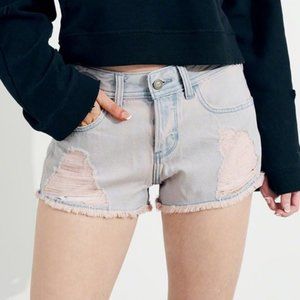 Hollister Low Rise Distressed Ripped  Boyfriend Short Pastel Pink Purple